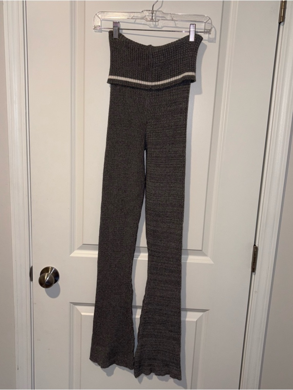 EGO Gray Ribbed Flare Pants & Tank Set with White Trim - Picture 5 of 7
